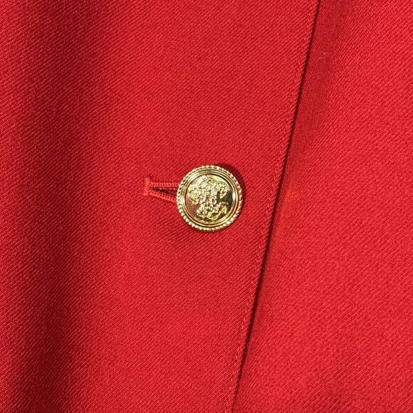 VTG 80's Talbots Womens 100% Wool Red Jacket Blazer Golden Buttons Hong Kong Sz8 - Picture 3 of 14